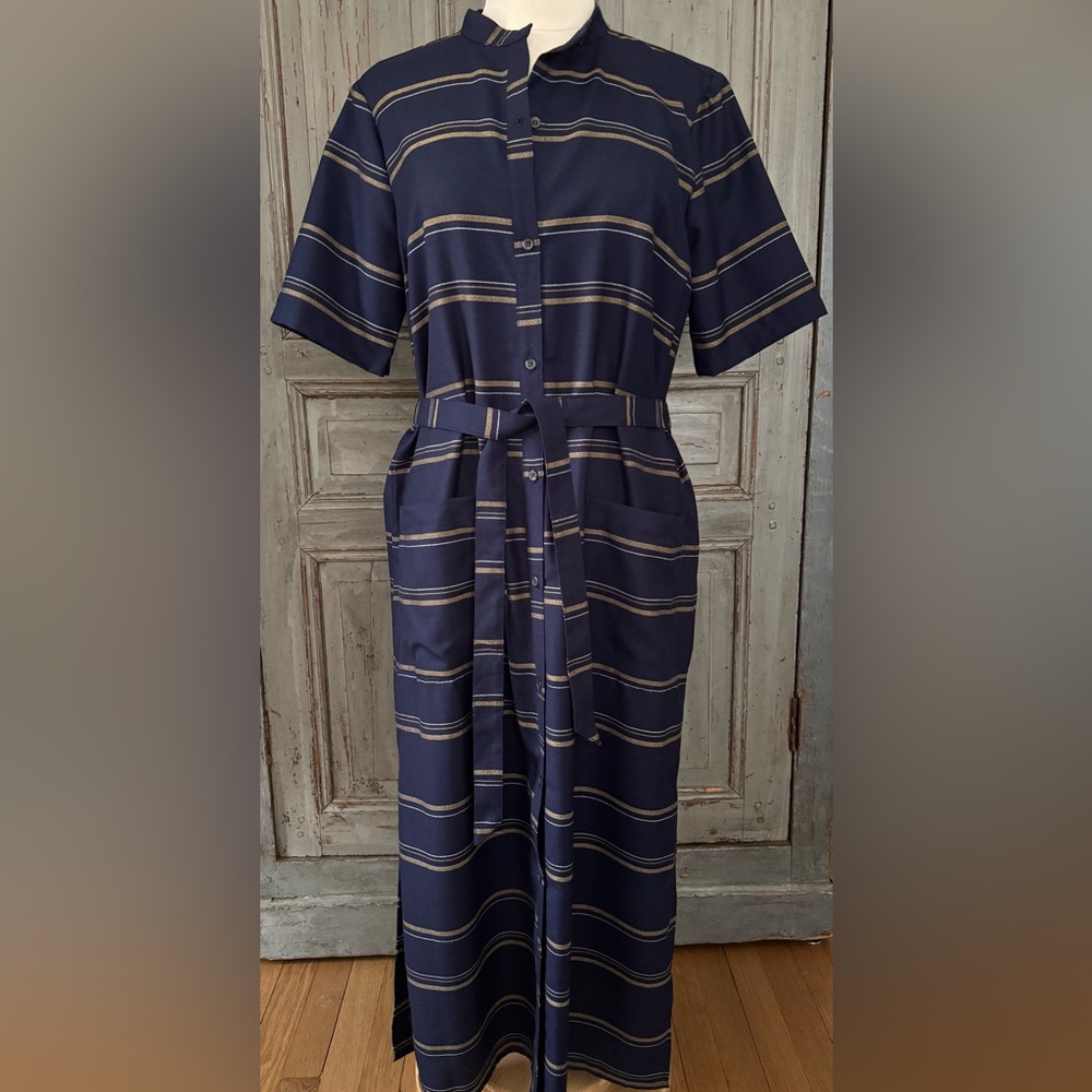NWT Pendleton Navy Striped Shirt Dress Large
